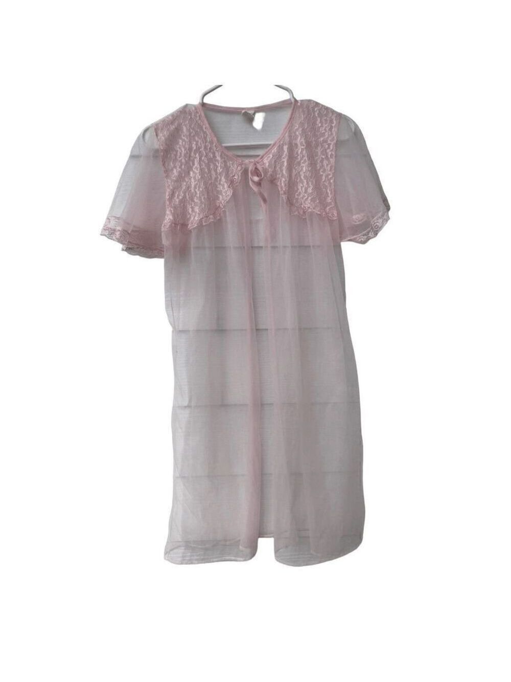 VTG 70s nightie pastel pink Peignoir size XL - Picture 1 of 10